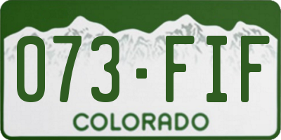 CO license plate 073FIF