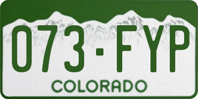 CO license plate 073FYP