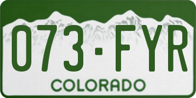 CO license plate 073FYR