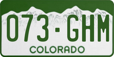 CO license plate 073GHM