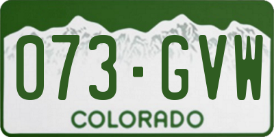 CO license plate 073GVW