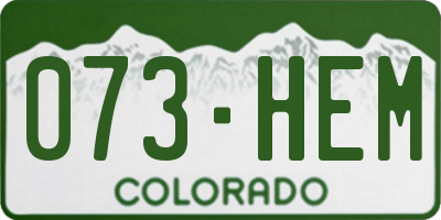 CO license plate 073HEM