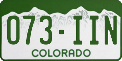 CO license plate 073IIN