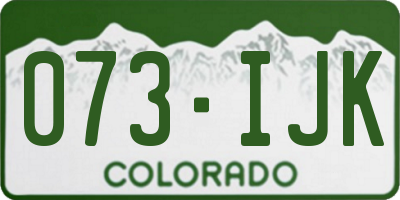 CO license plate 073IJK