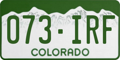 CO license plate 073IRF