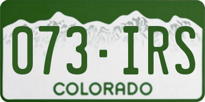 CO license plate 073IRS