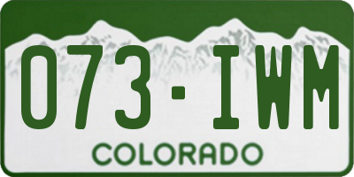 CO license plate 073IWM