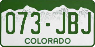 CO license plate 073JBJ