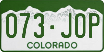 CO license plate 073JOP