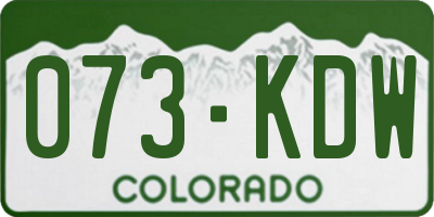 CO license plate 073KDW