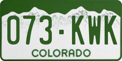 CO license plate 073KWK