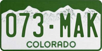 CO license plate 073MAK
