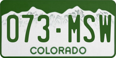 CO license plate 073MSW