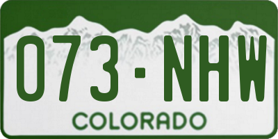 CO license plate 073NHW