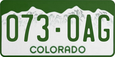 CO license plate 073OAG