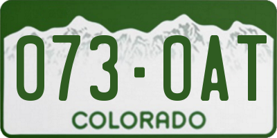 CO license plate 073OAT