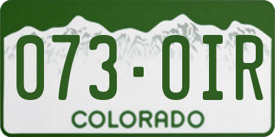 CO license plate 073OIR