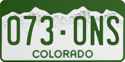 CO license plate 073ONS
