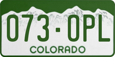 CO license plate 073OPL
