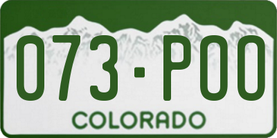 CO license plate 073POO