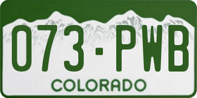 CO license plate 073PWB