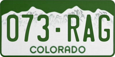 CO license plate 073RAG