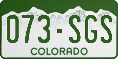 CO license plate 073SGS