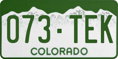 CO license plate 073TEK