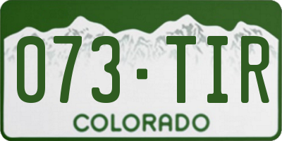 CO license plate 073TIR