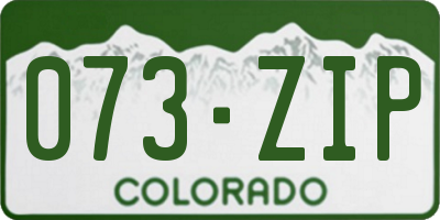 CO license plate 073ZIP
