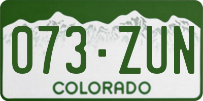 CO license plate 073ZUN