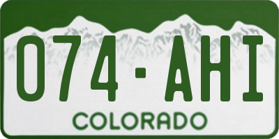 CO license plate 074AHI