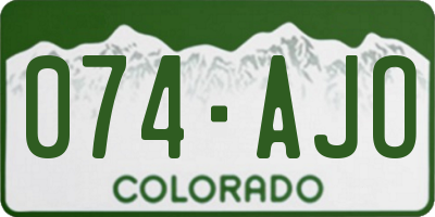 CO license plate 074AJO