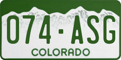 CO license plate 074ASG