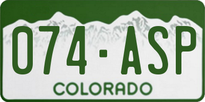 CO license plate 074ASP