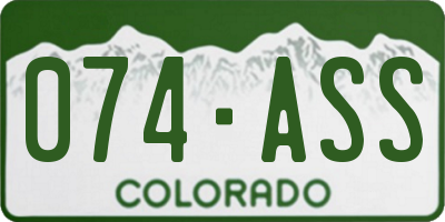 CO license plate 074ASS
