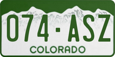 CO license plate 074ASZ