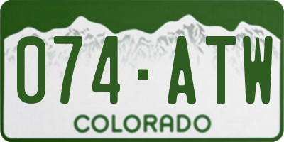 CO license plate 074ATW