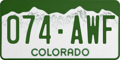 CO license plate 074AWF