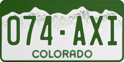 CO license plate 074AXI