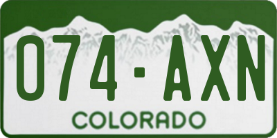 CO license plate 074AXN