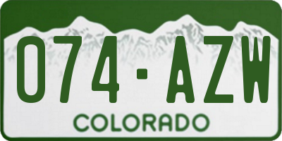 CO license plate 074AZW