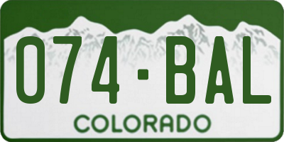 CO license plate 074BAL