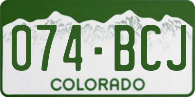 CO license plate 074BCJ