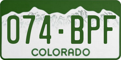 CO license plate 074BPF