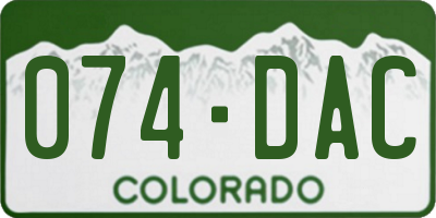 CO license plate 074DAC