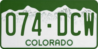 CO license plate 074DCW