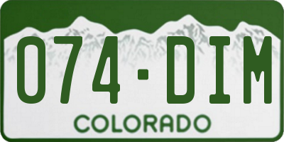 CO license plate 074DIM