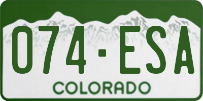 CO license plate 074ESA