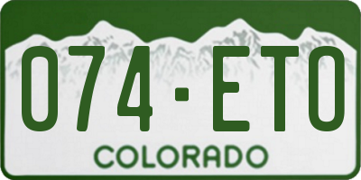CO license plate 074ETO